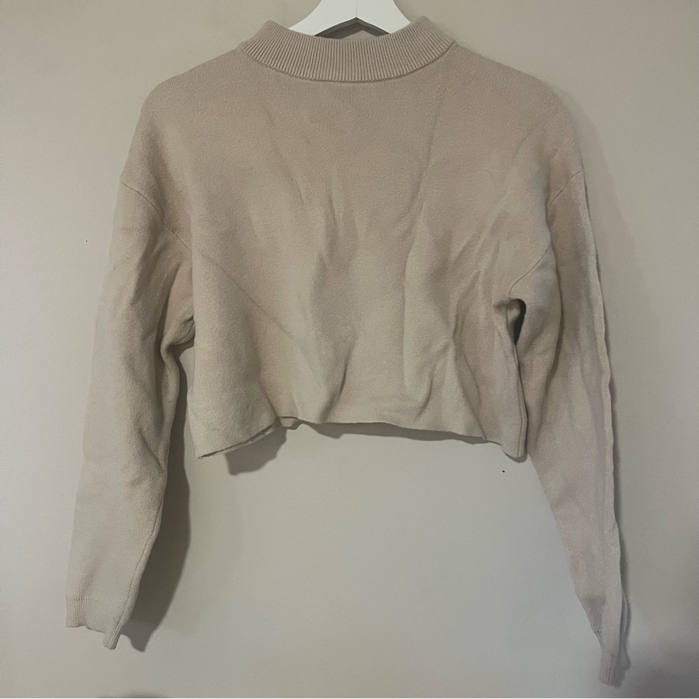 Bershka cropped sweater, cream, size small
